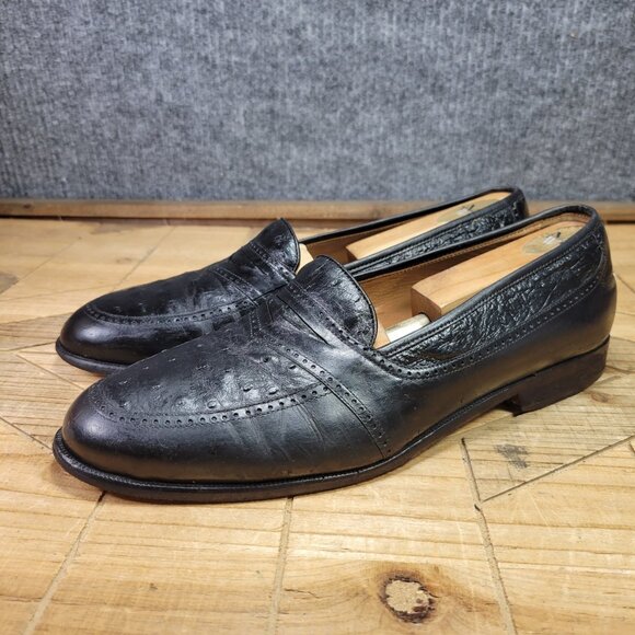 Magnanni Men's Size 9 M Black Genuine Ostrich Penny Loafers Made in Spain - Picture 2 of 13